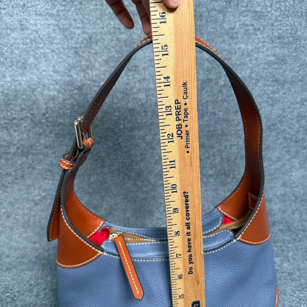 Dooney & Bourke Hobo Shoulder Bag Blue Brown Pebble Leather Colorblock Pocket